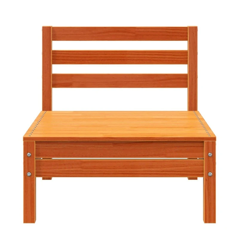 Patio Sofa Armless Wax Brown Solid Wood Pine