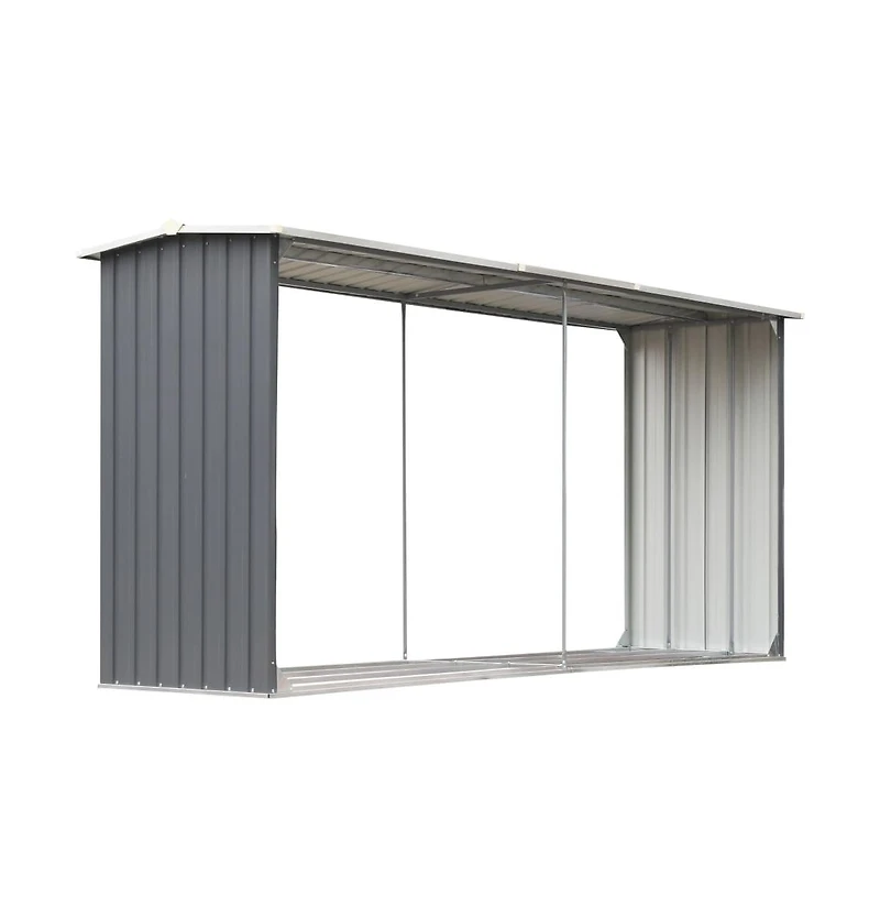 Garden Log Storage Shed Galvanized Steel 129.9"x36.2"x60.2" Gray
