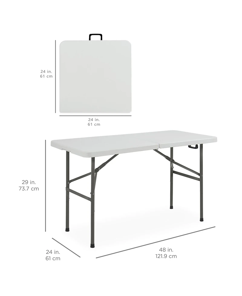 Best Choice Products 4ft Plastic Folding Table, Indoor Outdoor Heavy Duty Portable w/ Handle, Lock for Picnic