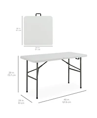 Best Choice Products 4ft Plastic Folding Table, Indoor Outdoor Heavy Duty Portable w/ Handle, Lock for Picnic