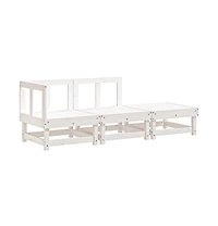 3 Piece Patio Lounge Set White Solid Wood Pine