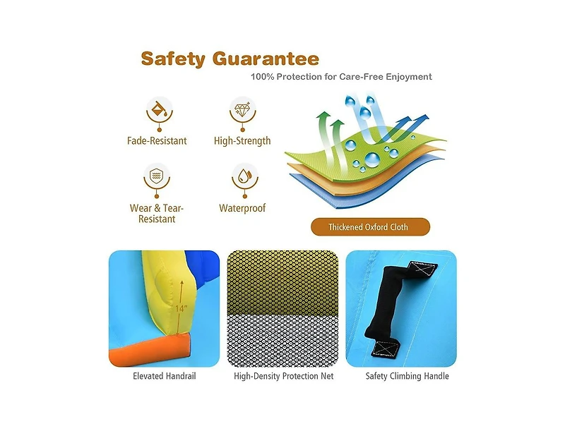6-in-1 Inflatable Water Slide Park with Blower Fun Outdoor Playset for Kids