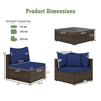 Gymax Set of 7 Rattan Furniture Set Sectional Sofa Cushioned Garden Patio