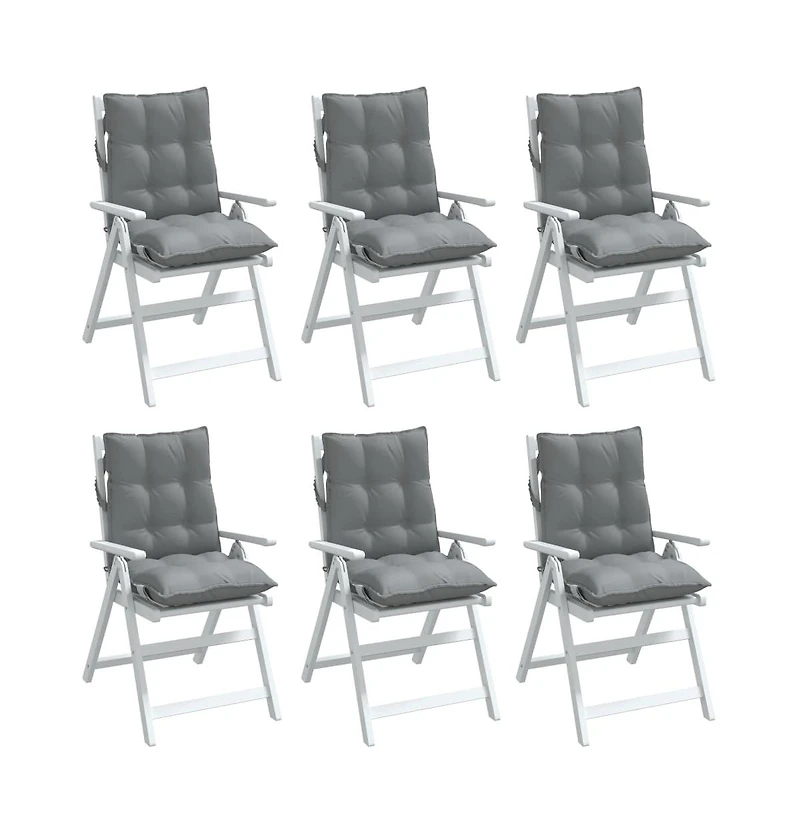 Lowback Chair Cushions 6 pcs Gray Oxford Fabric