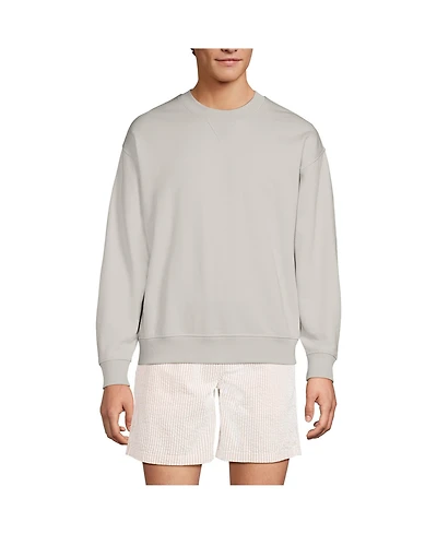 Lands' End Men's Long Sleeve French Terry Vintage Wash Crewneck Sweatshirt