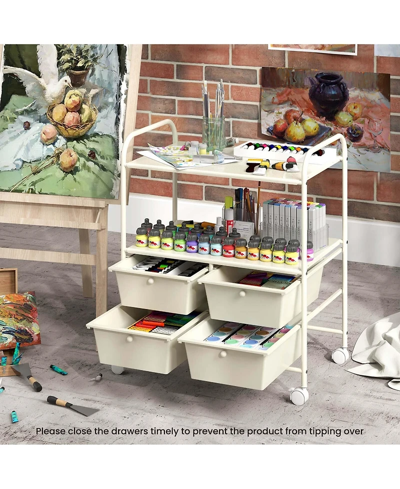 4Drawer Rolling Storage Cart shelf Scrapbook Paper Office School Organizer