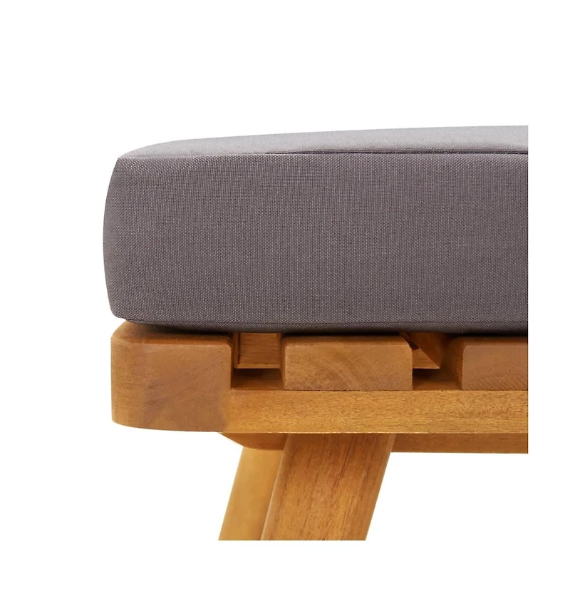 Patio Footstool with Cushion 23.6"x23.6"x11.4" Solid Acacia Wood