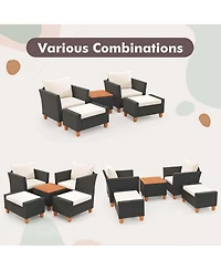 Gymax Set of 5 Furniture Set w/ Storage Table Ottomans Soft Pillows Patio