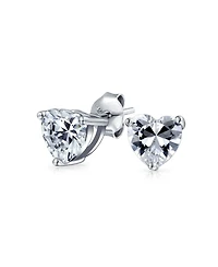Bling Jewelry Heart Shaped Cz Solitaire Stud Earrings Rose Gold Sterling Silver