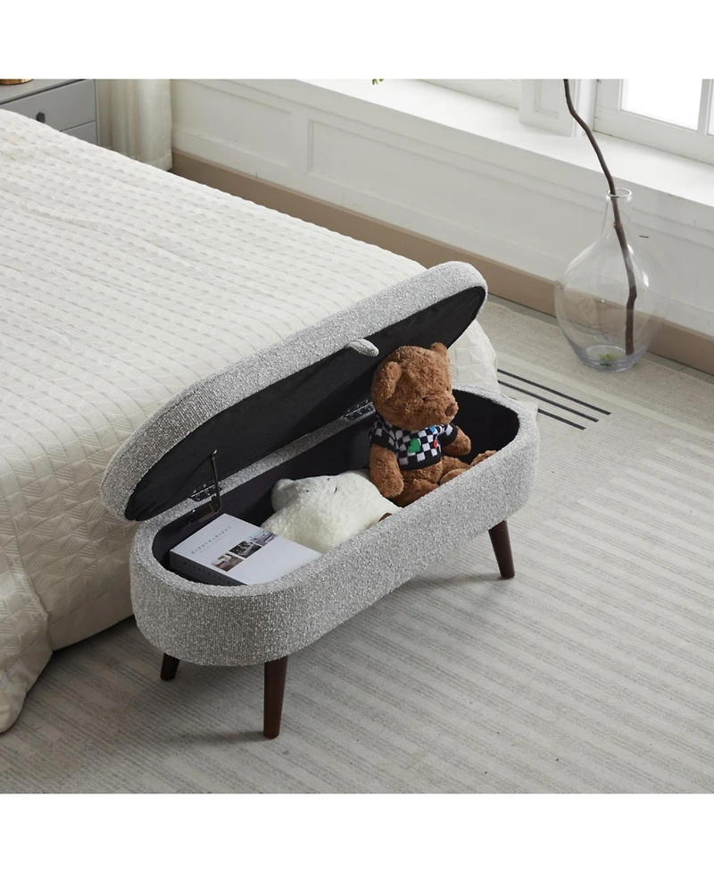 Streamdale S02 Basics Upholstered Storage Ottoman and Entryway Bench Grey