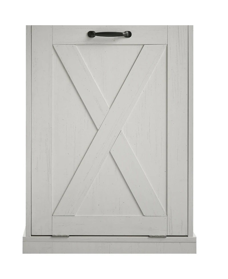 Single Door Trash Cabinet Tilt Trash Cabinet Kitchen Trash Can - Splice Wood White