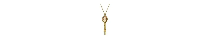 2028 Gold Tone Carnelian Ivory Cameo Whistle Necklace