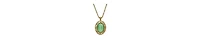 2028 Gold Tone Green Moonstone Crystal Oval Pendant Necklace