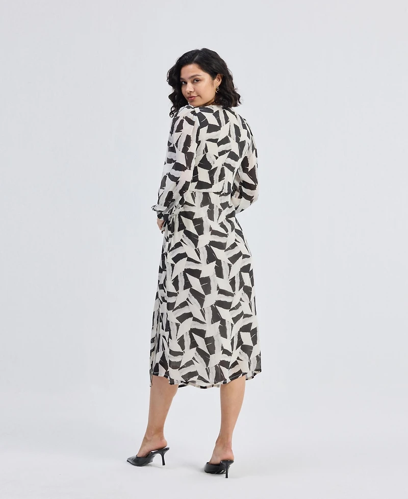 Reistor Women's Midi Wrap Dress Abstract Mosaic