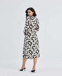 Reistor Women's Midi Wrap Dress Abstract Mosaic