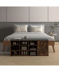 9-cube Adjustable Storage Shoe Bench with Padded Cushion