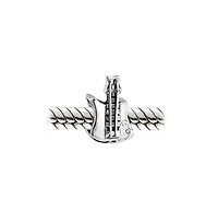 Bling Jewelry Electric Guitar Charm Bead Music Students in Oxidized Sterling Silver