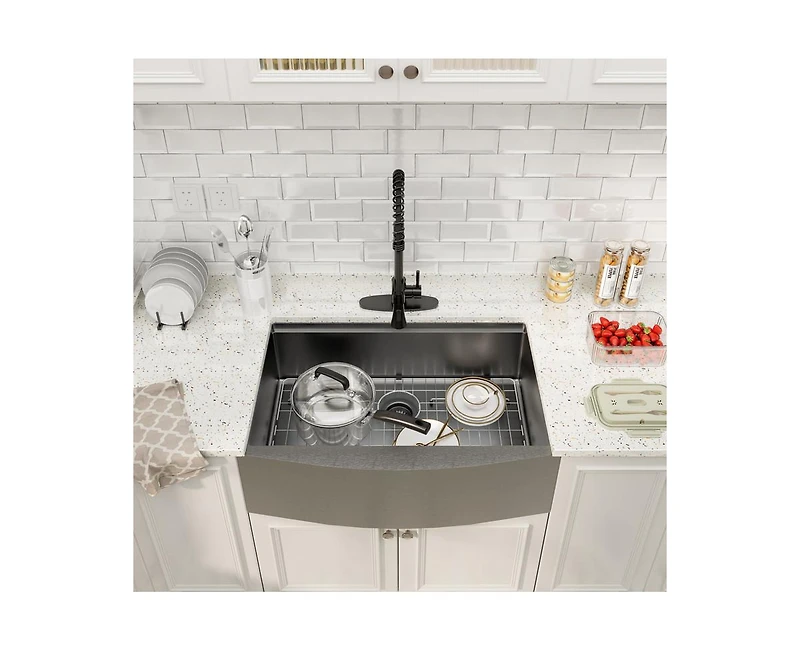 Casainc 33" L x 22" W Farmhouse Stainless Steel Kitchen Sink with Faucet Included