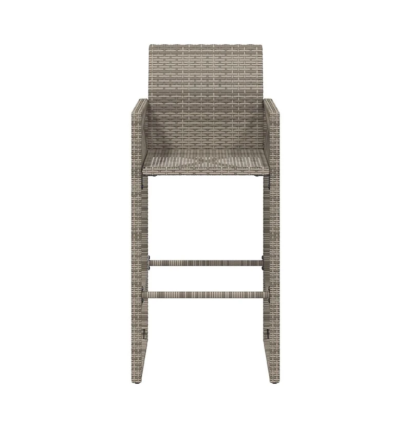 Patio Bar Stools 2 pcs Gray Poly Rattan