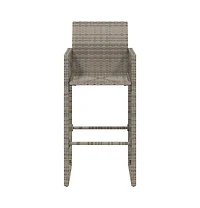 Patio Bar Stools 2 pcs Gray Poly Rattan