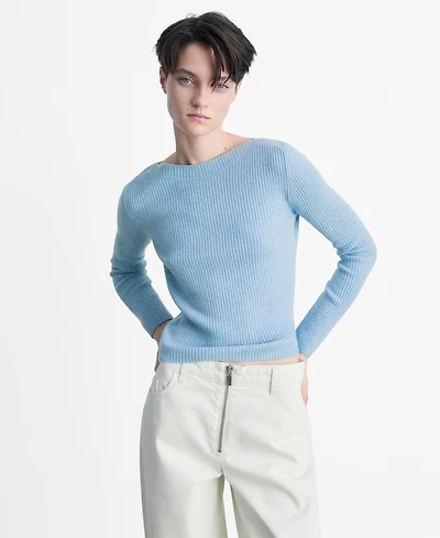 Mango Women's Boat Neck Ribbed Sweater