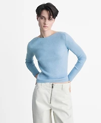 Mango Women's Boat Neck Ribbed Sweater