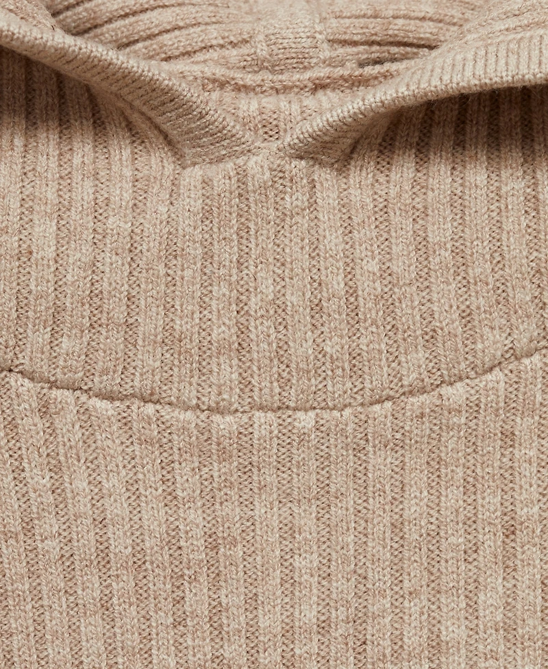 Mango Women's Ribbed Hooded Sweater