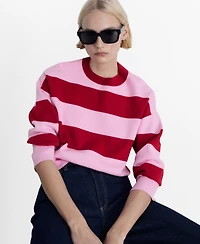 Mango Women's Round-Neck Striped Sweater
