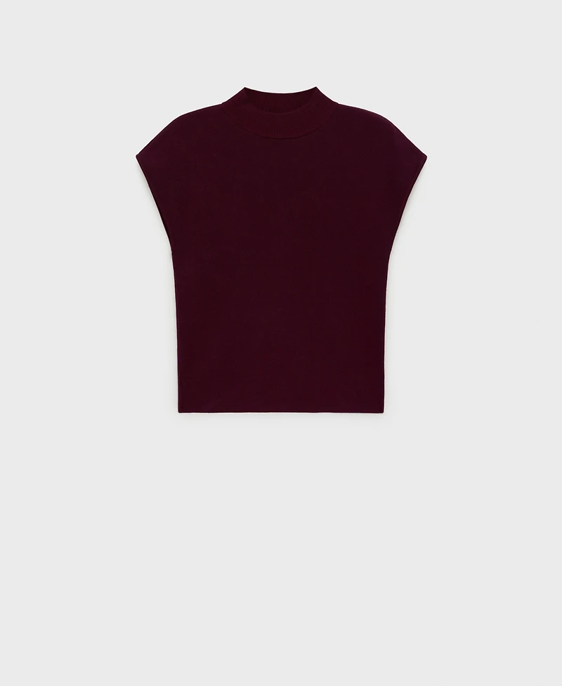 Mango Women's Perkins-Neck Short-Sleeved Sweater