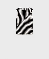 Mango Women's Striped Perkins Collar Blouse Top