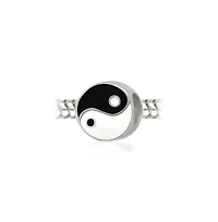 Bling Jewelry Yin Yang Charm Bead Sterling Silver European Bracelet - Black & White Balance