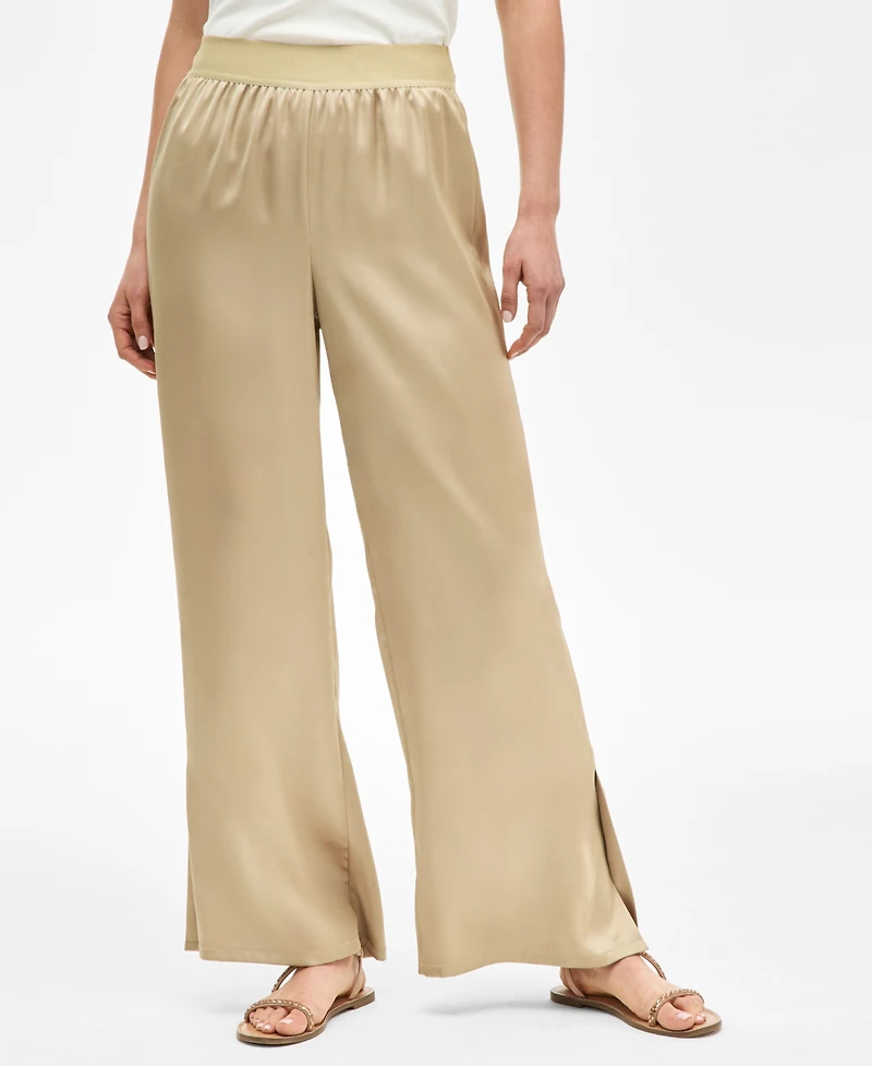 I.n.c. International Concepts Women's Satin Pull-On Wide-Leg Pants, Exclusively at Macy's