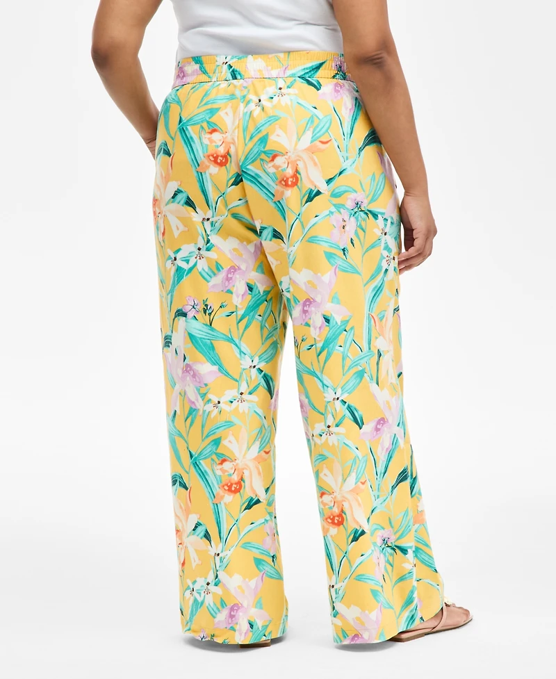 I.n.c. International Concepts Plus Printed Pull-On Wide-Leg Pants, Exclusively at Macy's