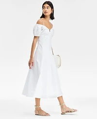 I.n.c. International Concepts Women's Cotton Cold-Shoulder Midi Dress, Exclusively at Macy's