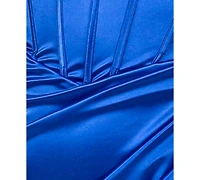 B Darlin Juniors' Satin Bustier Tulip-Skirt Midi Dress