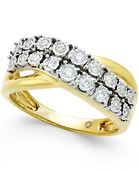 Diamond Two-Row Crossover Ring (1/4 ct. t.w.) 10k White or Yellow Gold
