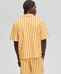 Mode of One Men's Johnny Collar Striped Terry Shirt, Exclusively at Macy's