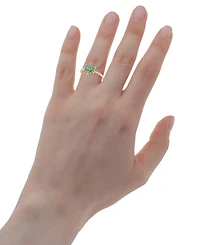 Emerald (1/2 ct. t.w.) & Diamond (1/20 ct. t.w.) Flower Ring in 14K Gold over Sterling Silver