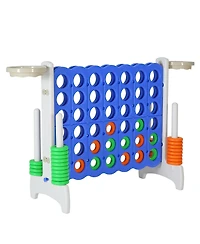 Sdadi Giant 33 Inch 4-In-a-Row Hoop Connect Strategy Game and Basketball Indoor/Outdoor Family Fun Board for Toddlers, Kids, Adults, Gray and Blue
