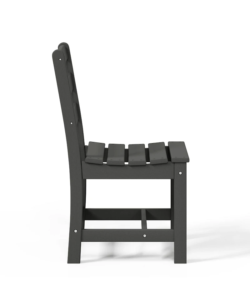 5-Piece Hdpe Outdoor Square Patio Dining Table Set with Armless Side Chairs