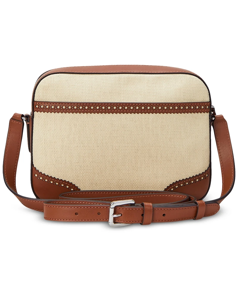 Lauren Ralph Lauren Straw & Leather Small Marcy Camera Bag