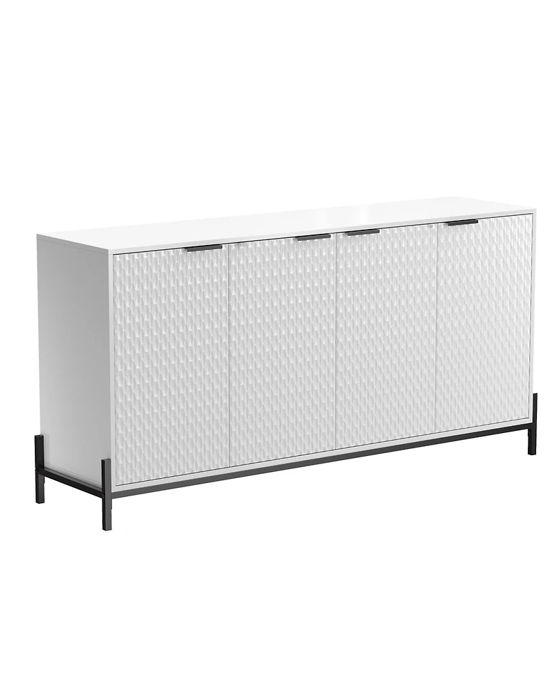 Modern Storage Cabinet with Adjustable Shelves, 65IN Accent Cabinet with 4 Doors, Decorative Cabinets for Living Room, Kitchen, Office