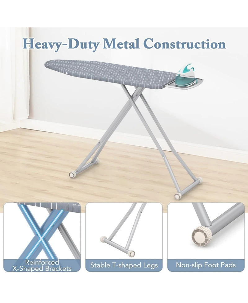 Ironing Board with Iron Rest and Removable Silver