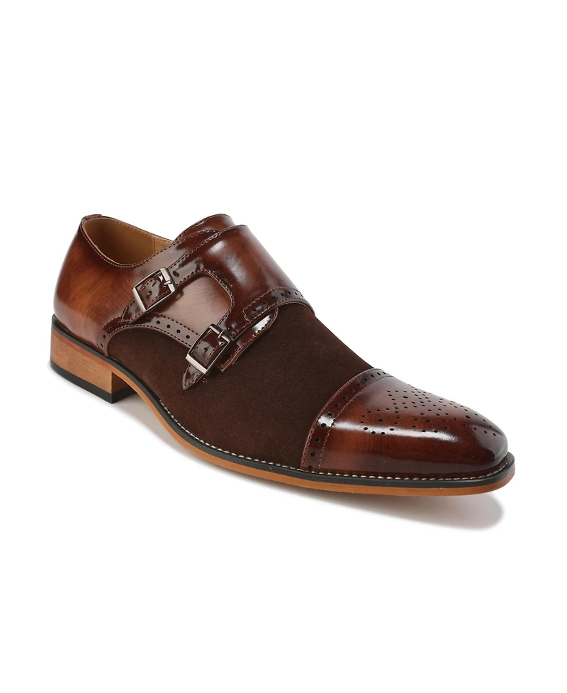 Gino Vitale Men's Double Monk Strap Two-Tone Loafer