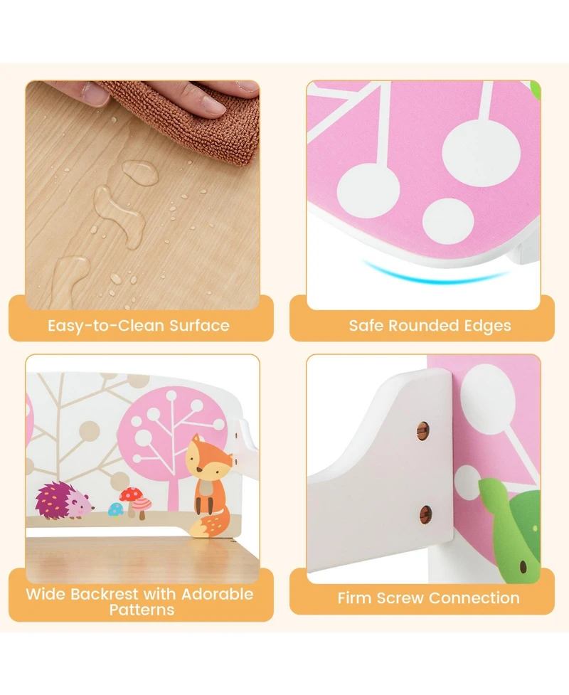 3 in 1 Kids Convertible Activity Bench with 2 Removable Fabric Bins