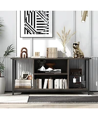 3-Tier Tv Stand with Power Outlet Usb and Adjustable Shelf