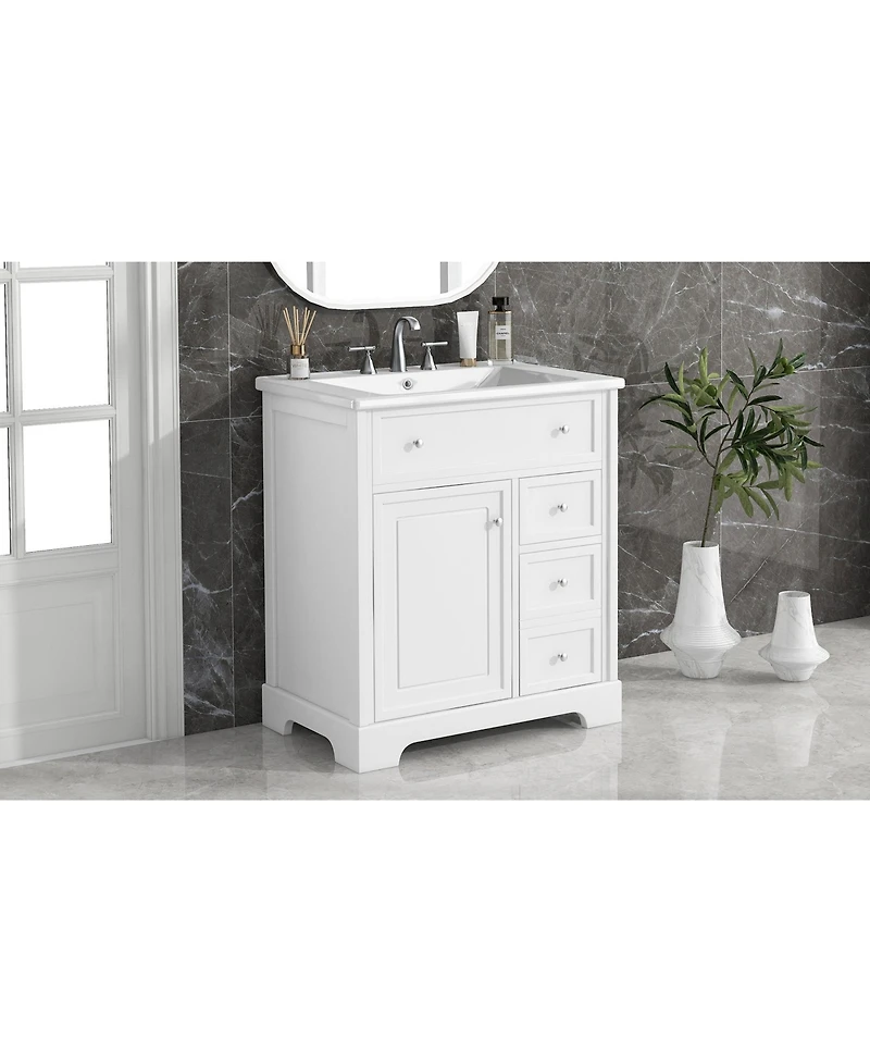 Streamdale 30" White Bathroom Vanity Cabinet with Sink Top and Storage