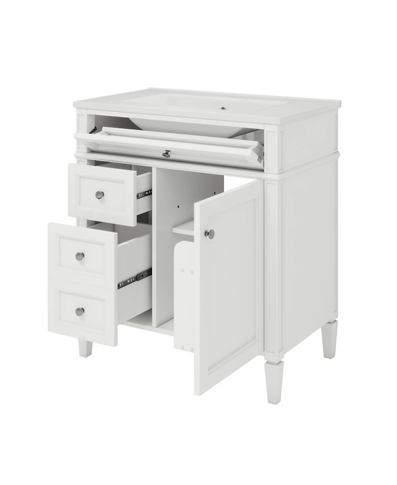 Streamdale 30" Modern Bathroom Vanity Single Sink, 2 Drawers, Tip-out
