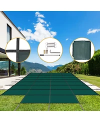 Pool Safety Cover for 20x40ft Rectangular Pools, with Step, High-Strength Mesh, Excellent Drainage