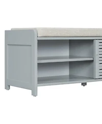 Streamdale Distressed Shutter Storage Bench with Acacia Veneer for Retro Charm for Living Room